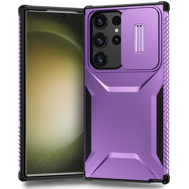 

For Samsung Galaxy S23 Ultra 5G Sliding Camshield Phone Case(Purple)