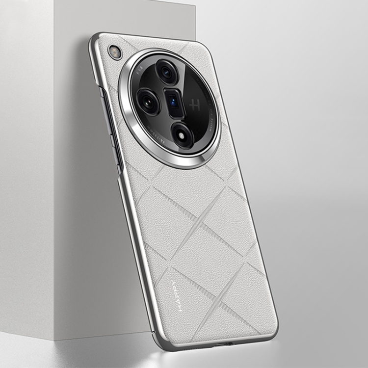 

For OPPO Find X7 Plain Leather PC Phone Case(White)
