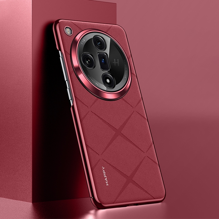 

For OPPO Find X7 Ultra Plain Leather PC Phone Case(Wine Red)