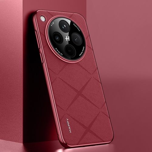 

For OPPO Find X8 Plain Leather PC Phone Case(Wine Red)