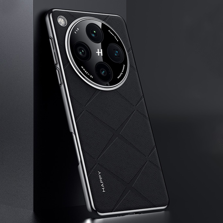 

For OPPO Find X8 Pro Plain Leather PC Phone Case(Black)