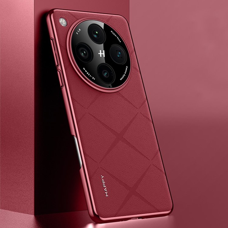 

For OPPO Find X8 Pro Plain Leather PC Phone Case(Wine Red)