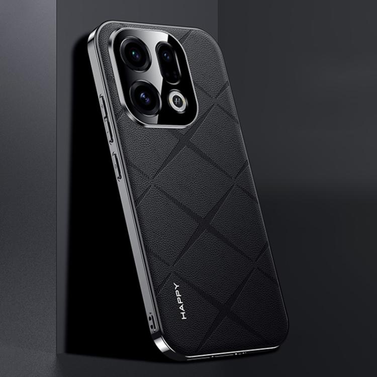 

For OPPO Find X9 Plain Leather PC Phone Case(Black)