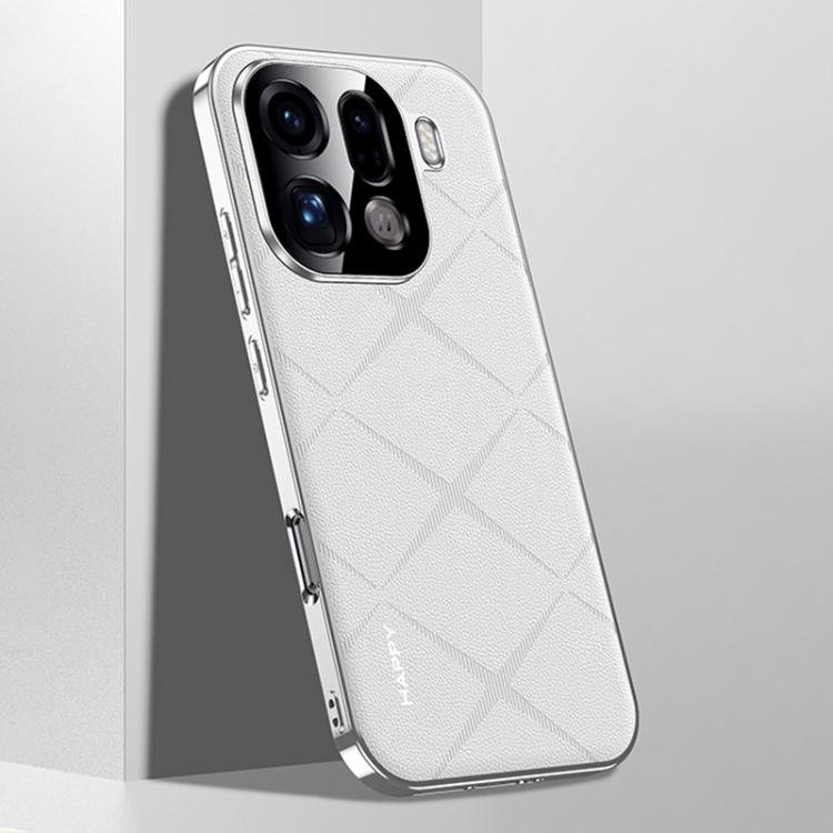 

For OPPO Find X9 Pro Plain Leather PC Phone Case(White)