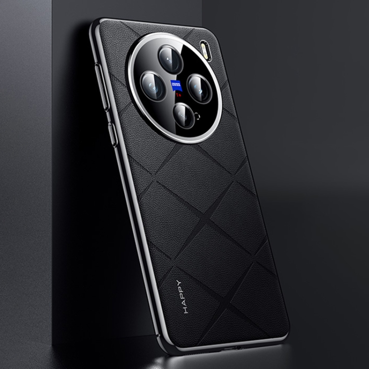 

For vivo X200 Pro mini Plain Leather PC Phone Case(Black)