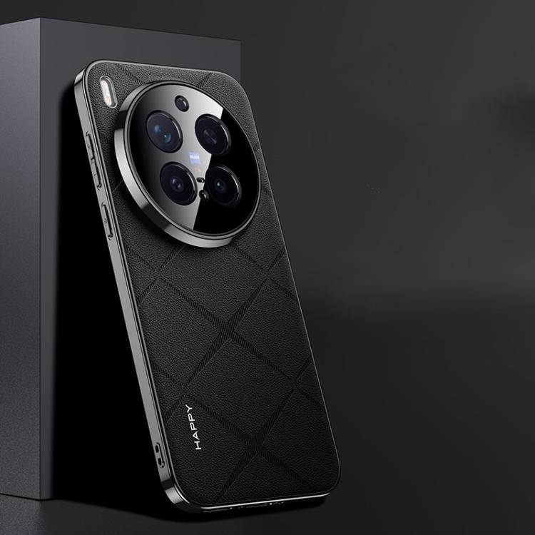 

For vivo X300 Pro Plain Leather PC Phone Case(Black)