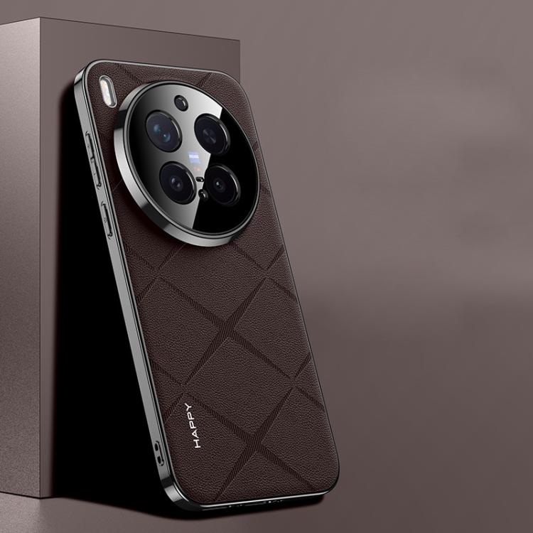 

For vivo X300 Pro Plain Leather PC Phone Case(Brown)