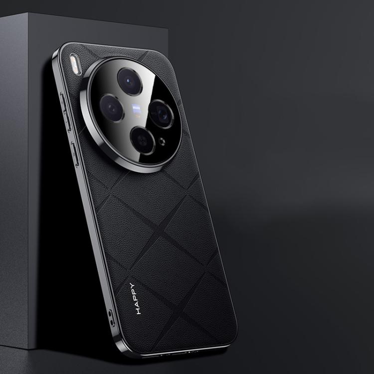 

For vivo X300 Plain Leather PC Phone Case(Black)