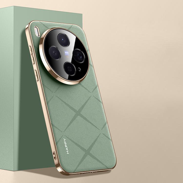 

For vivo X300 Plain Leather PC Phone Case(Green)