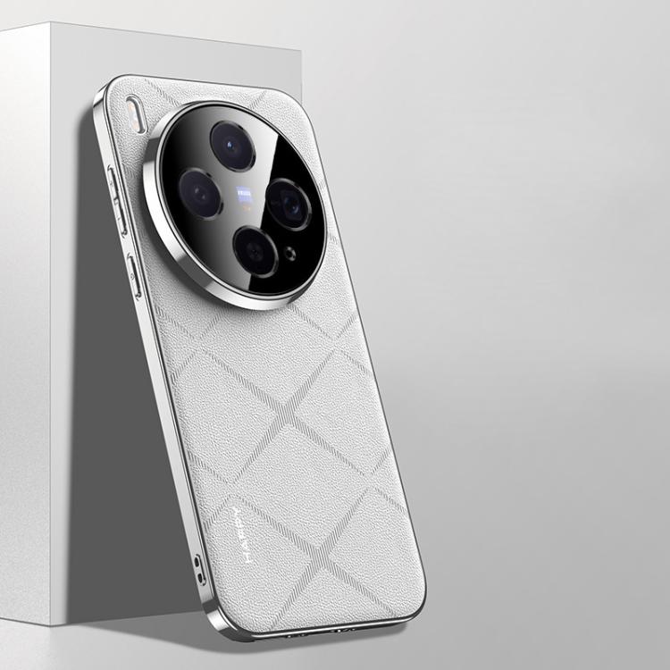 

For vivo X300 Plain Leather PC Phone Case(White)