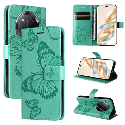 

For Honor X9C 5G Global 3D Butterfly Embossed Pattern Flip Leather Phone Case(Green)