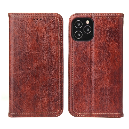 

For iPhone 12 / 12 Pro Fierre Shann Retro Tree Bark Texture PU Magnetic Horizontal Flip Leather Case with Holder & Card Slots & Wallet(Red)