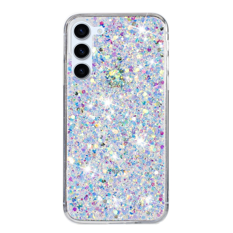 

For Samsung Galaxy S23+ 5G Transparent Frame Glitter Powder TPU Phone Case(White)