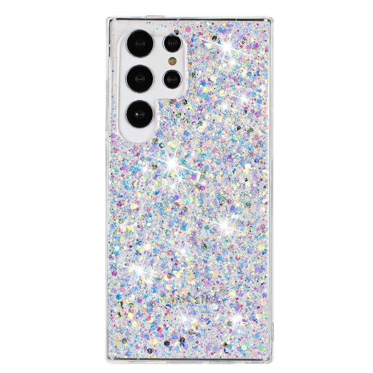 

For Samsung Galaxy S23 Ultra 5G Transparent Frame Glitter Powder TPU Phone Case(White)