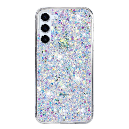 

For Samsung Galaxy S24 5G Transparent Frame Glitter Powder TPU Phone Case(White)