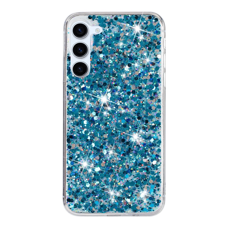 

For Samsung Galaxy S24 5G Transparent Frame Glitter Powder TPU Phone Case(Blue)