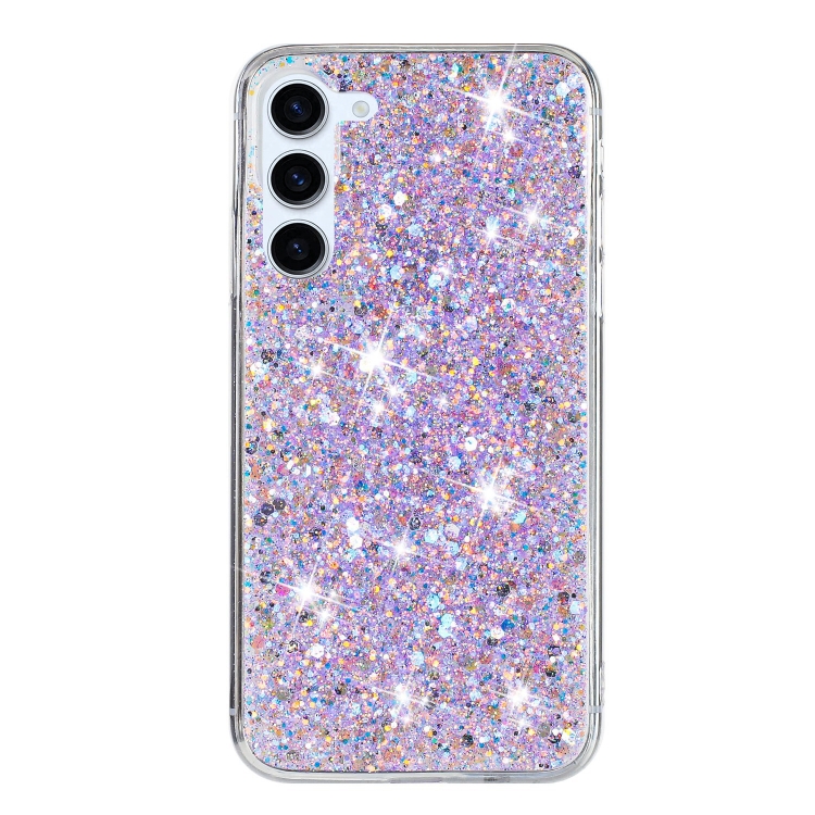 

For Samsung Galaxy S24+ 5G Transparent Frame Glitter Powder TPU Phone Case(Purple)