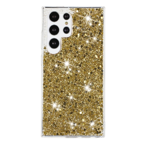 

For Samsung Galaxy S24 Ultra 5G Transparent Frame Glitter Powder TPU Phone Case(Gold)