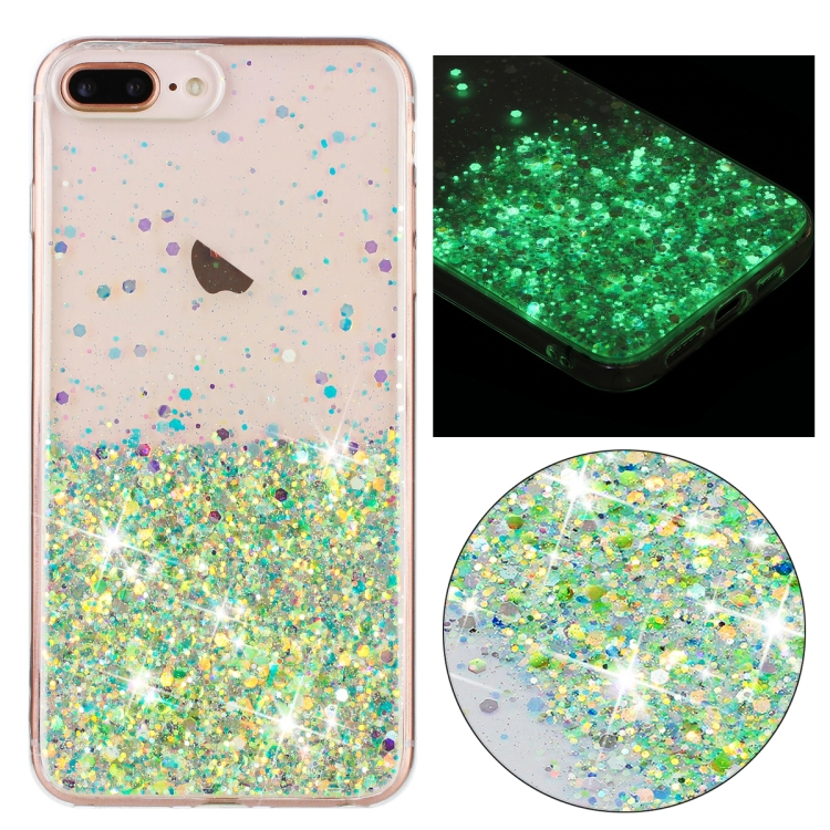 For iPhone Plus Plus Transparent Frame Noctilucent Glitter