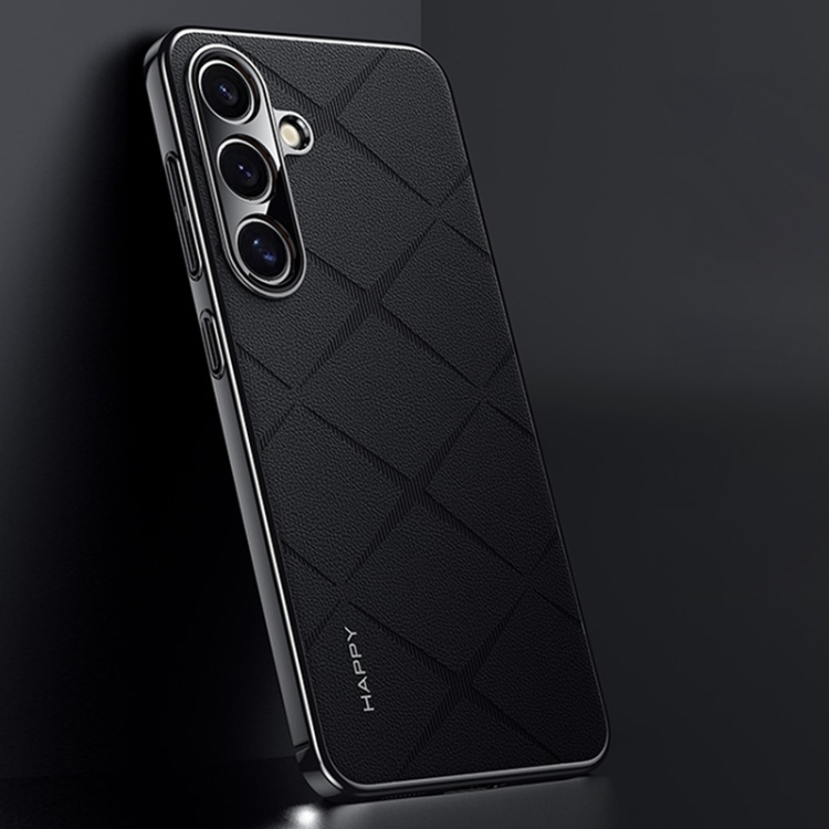 

For Samsung Galaxy S24+ 5G Plain Leather PC Phone Case(Black)