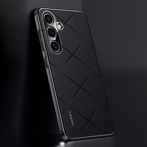 

For Samsung Galaxy S25+ 5G Plain Leather PC Phone Case(Black)