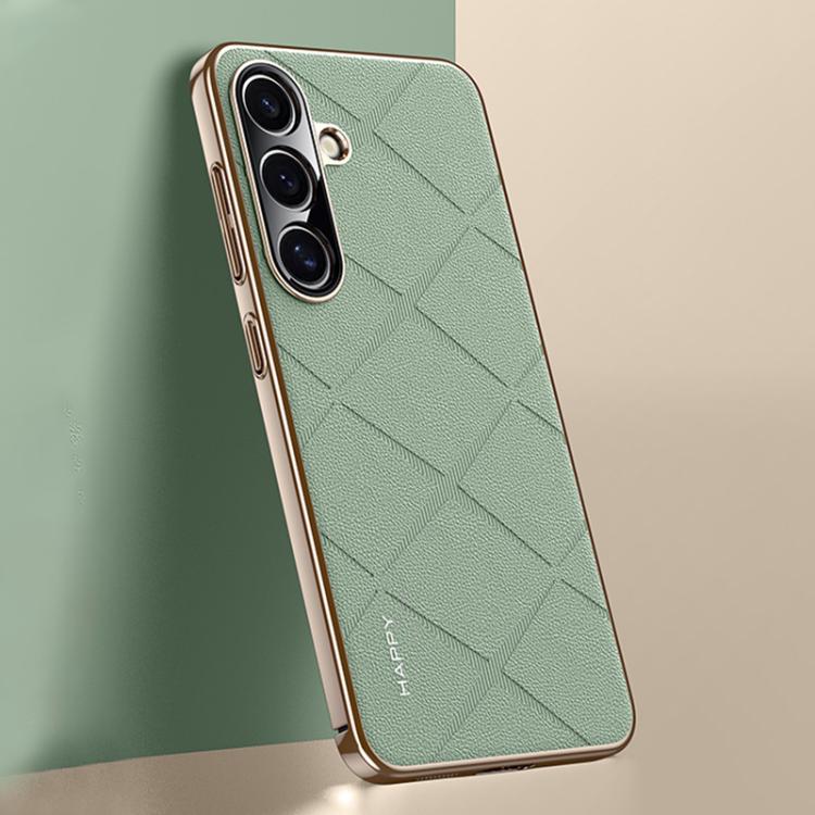 

For Samsung Galaxy S25 5G Plain Leather PC Phone Case(Green)