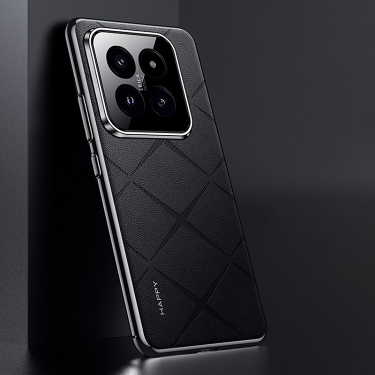 

For Xiaomi 14 Pro Plain Leather PC Phone Case(Black)