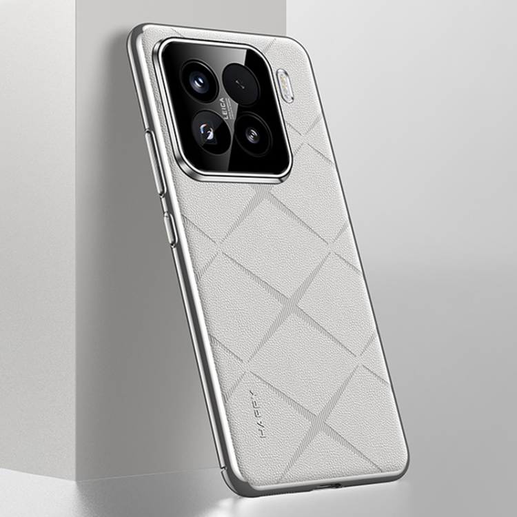 

For Xiaomi 15 Pro Plain Leather PC Phone Case(White)