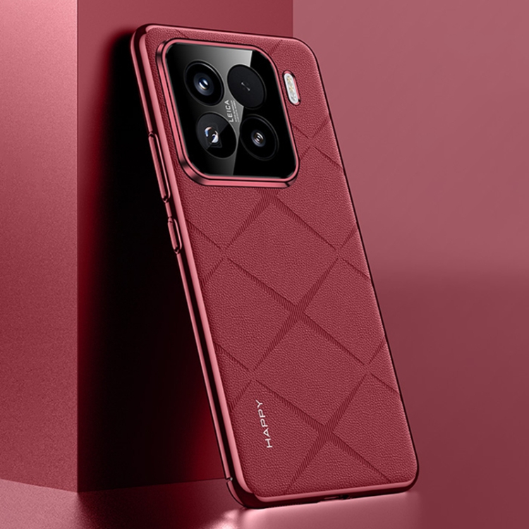 

For Xiaomi 15 Pro Plain Leather PC Phone Case(Wine Red)