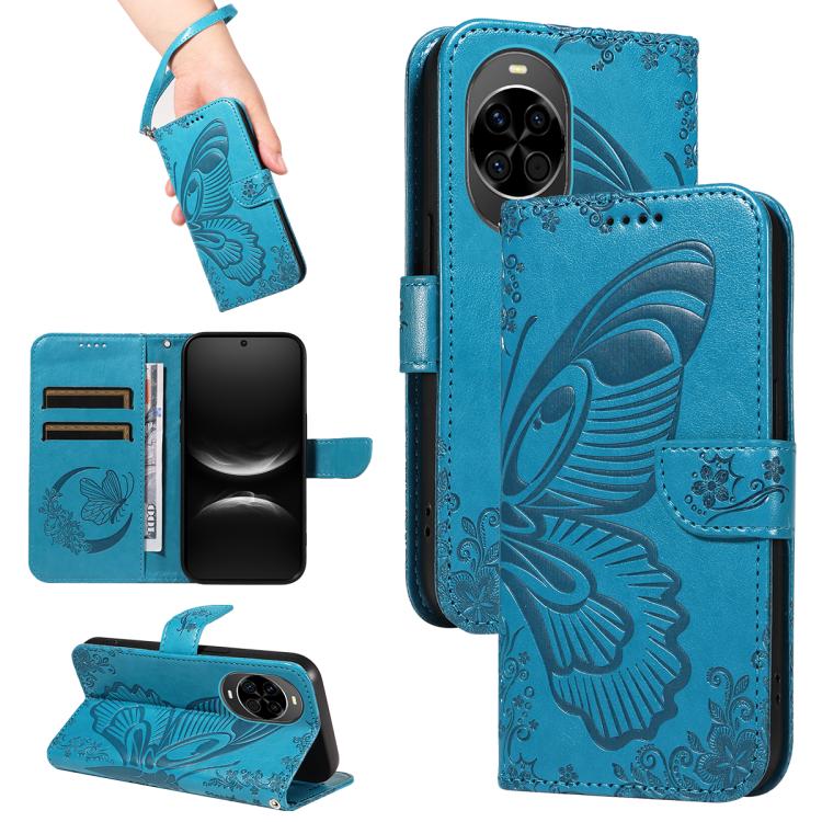 

For Huawei nova 14 Lite Swallowtail Butterfly Embossed Leather Phone Case(Blue)