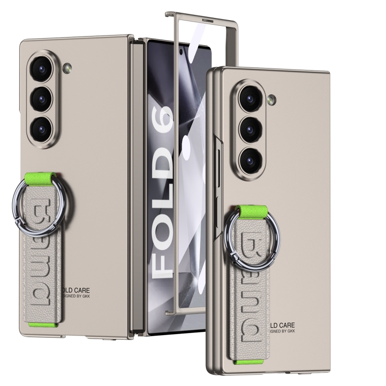 

For Samsung Galaxy Z Fold6 GKK Integrated Accurate Hole Side Wrist Strap Ring Phone Case(Titanium Gray)
