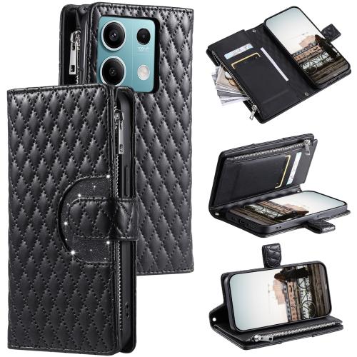 

For Motorola Edge 60 Fusion Glitter Lattice Zipper Wallet Leather Phone Case(Black)