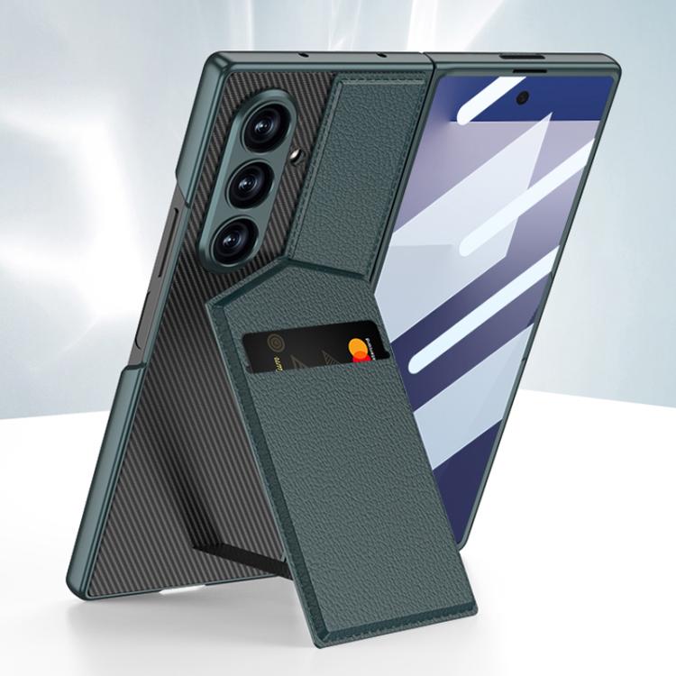 

For Samsung Galaxy Z Fold7 5G GKK Integrated Rotor Bracket Recessed Card Bag Phone Case(Green)