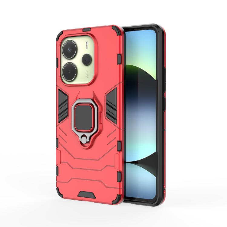 

For Redmi Note 14 4G 163.25mm Magnetic Ring Holder PC + TPU Phone Case(Red)