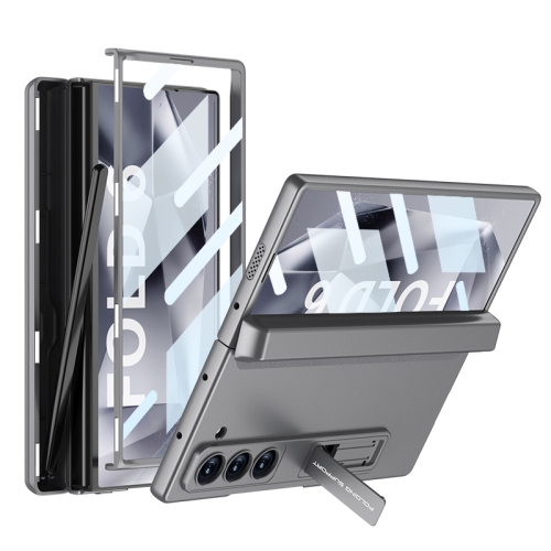 

For Samsung Galaxy Z Fold6 GKK Integrated Magnetic Full Coverage Flip Phone Case with Pen Box, Not Included Pen(Grey)