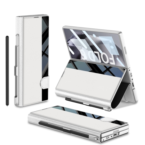 

For Samsung Galaxy Z Fold6 GKK Integrated Full Coverage Flip Phone Case with Pen Slot, Not Included Pen(Silver)