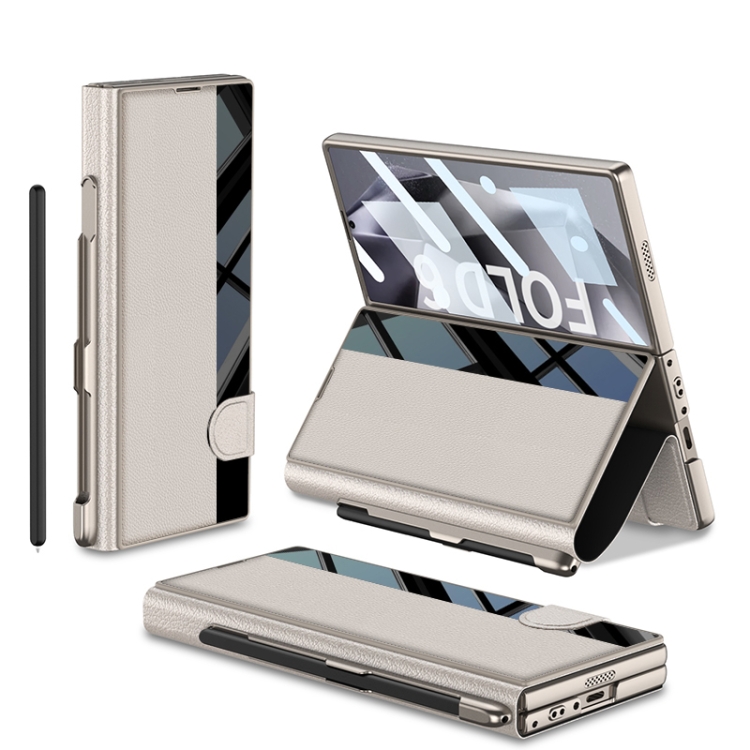 

For Samsung Galaxy Z Fold6 GKK Integrated Full Coverage Flip Phone Case with Pen Slot, Not Included Pen(Titanium Gray)