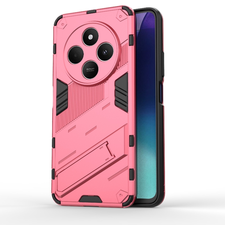 

For Redmi 14C 4G Global Punk Armor 2 in 1 PC + TPU Phone Case with Holder(Light Red)