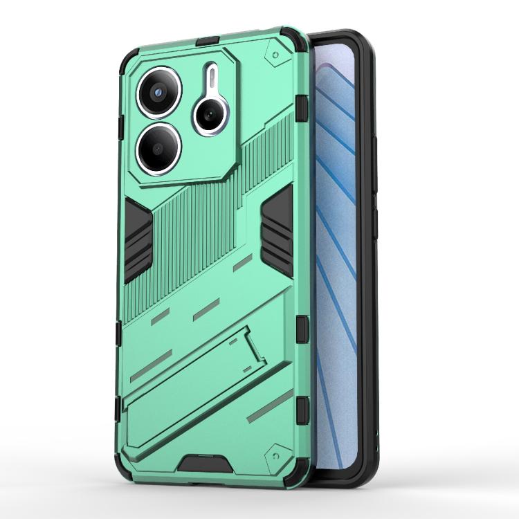 

For Redmi Note 14 5G Punk Armor 2 in 1 PC + TPU Phone Case with Holder(Green)