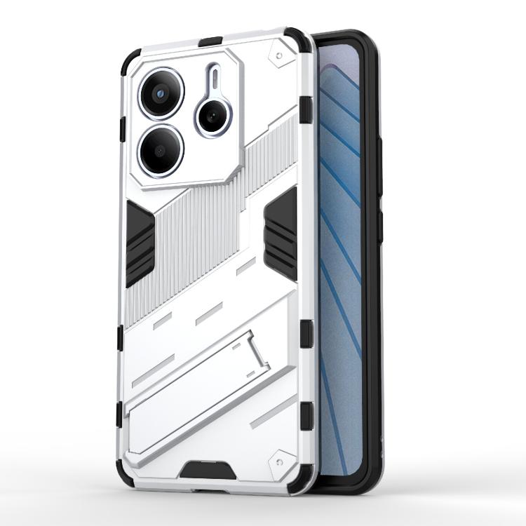 

For Redmi Note 14 5G Punk Armor 2 in 1 PC + TPU Phone Case with Holder(White)