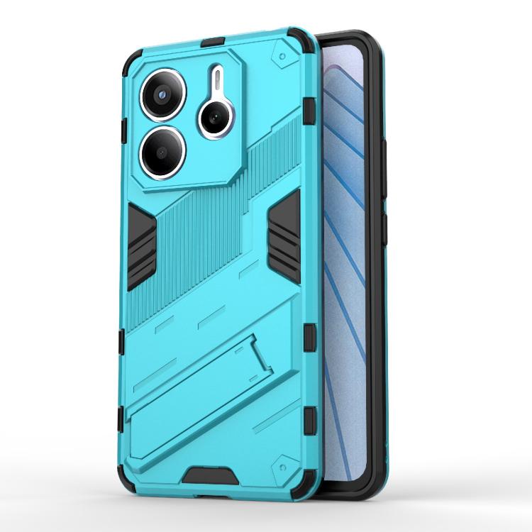

For Redmi Note 14 5G Punk Armor 2 in 1 PC + TPU Phone Case with Holder(Blue)