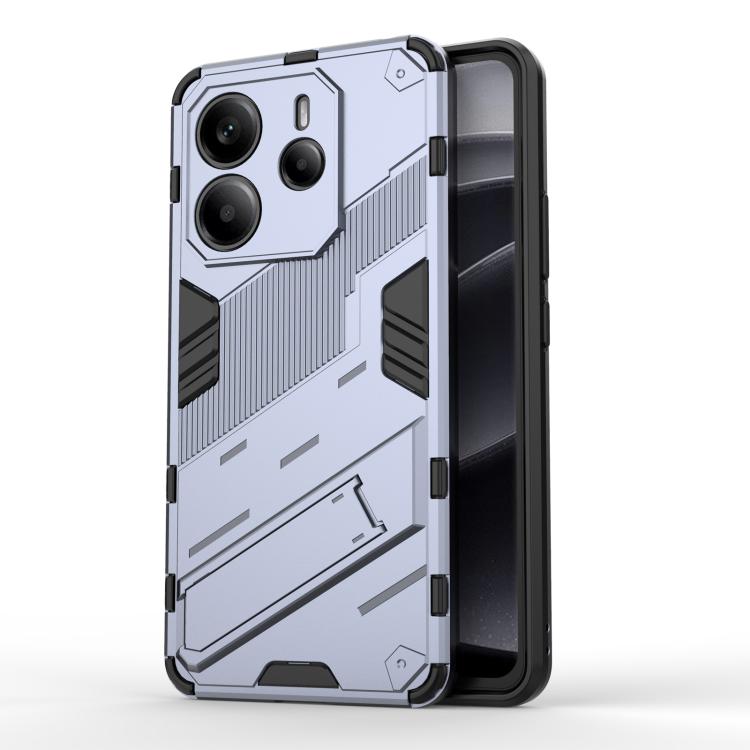 

For Redmi Note 14 4G 163.25mm Punk Armor 2 in 1 PC + TPU Phone Case with Holder(Grey)