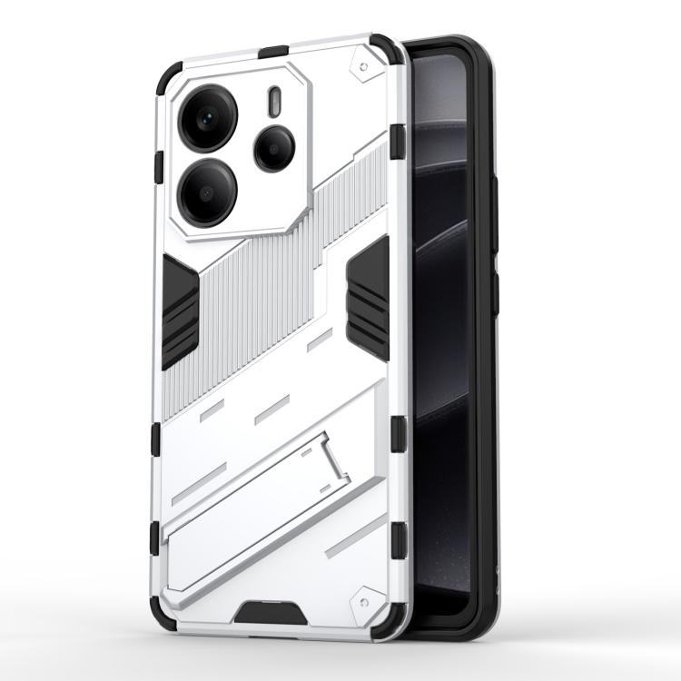 

For Redmi Note 14 4G 163.25mm Punk Armor 2 in 1 PC + TPU Phone Case with Holder(White)