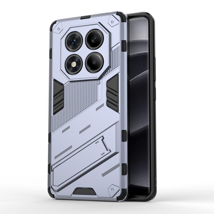 

For Redmi Note 14 Pro 4G Punk Armor 2 in 1 PC + TPU Phone Case with Holder(Grey)
