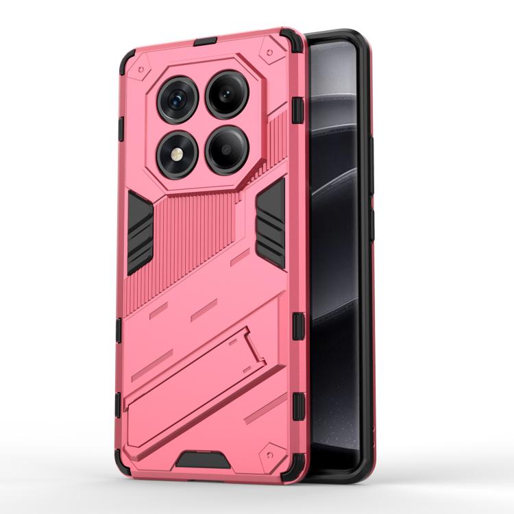 

For Redmi Note 14 Pro 4G Punk Armor 2 in 1 PC + TPU Phone Case with Holder(Light Red)