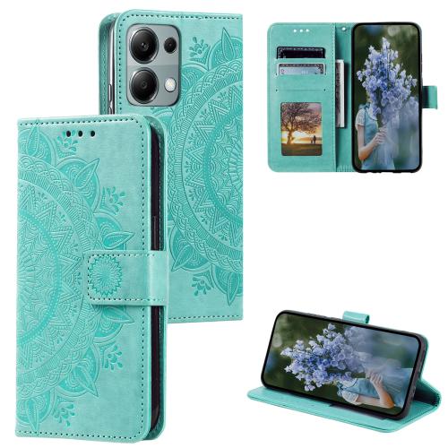 

For Motorola Edge 60 Fusion Totem Flower Embossed Leather Phone Case with Lanyard(Green)