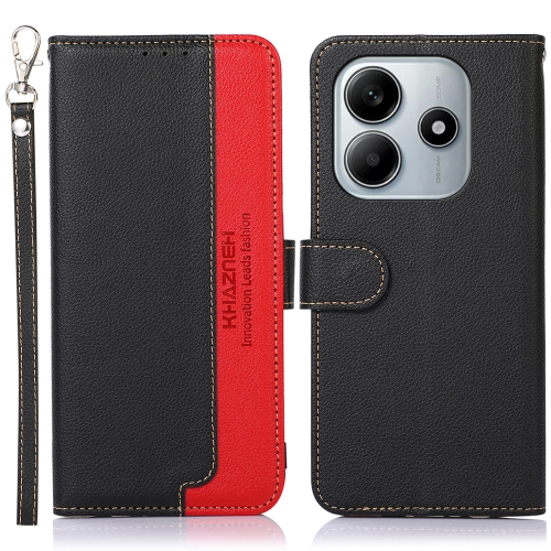 

For Redmi Note 14 4G Global KHAZNEH Litchi Texture Leather RFID Phone Case(Black)