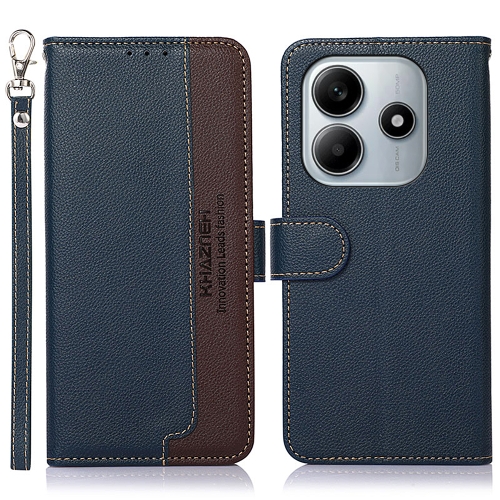 

For Redmi Note 14 4G Global KHAZNEH Litchi Texture Leather RFID Phone Case(Blue)