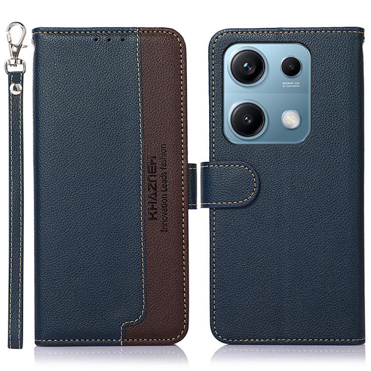 

For Redmi Note 14S 4G KHAZNEH Litchi Texture Leather RFID Phone Case(Blue)