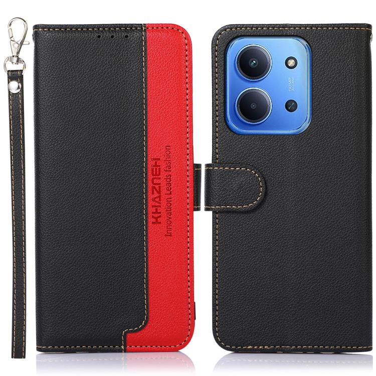 

For Redmi 15C 5G / 4G EU 173mm KHAZNEH Litchi Texture Leather RFID Phone Case(Black)